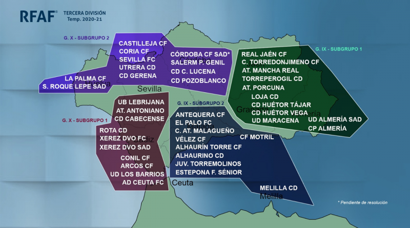 La RFAF compone los subgrupos de Tercera División con criterios de cercanía